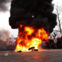 tire fire during protest