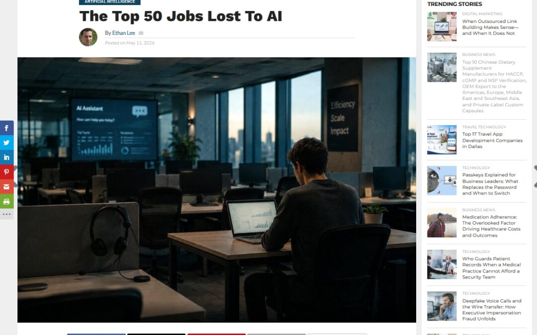 Gini Scott Featured on Tech Bullion: Artificial intelligence The Top 50 Jobs Lost To AI