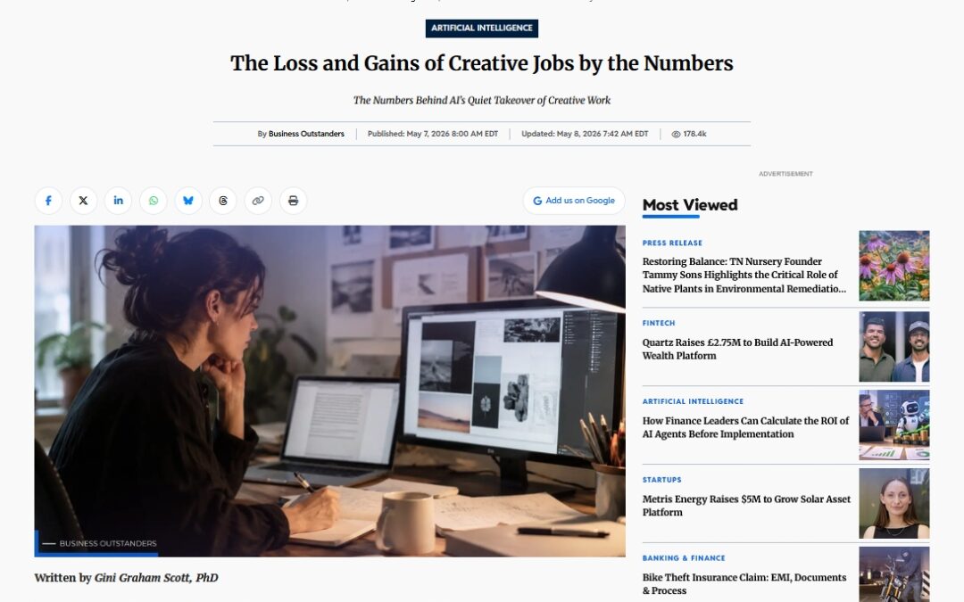 Business Outstanders Featured Article: The Loss and Gains of Creative Jobs by the Numbers